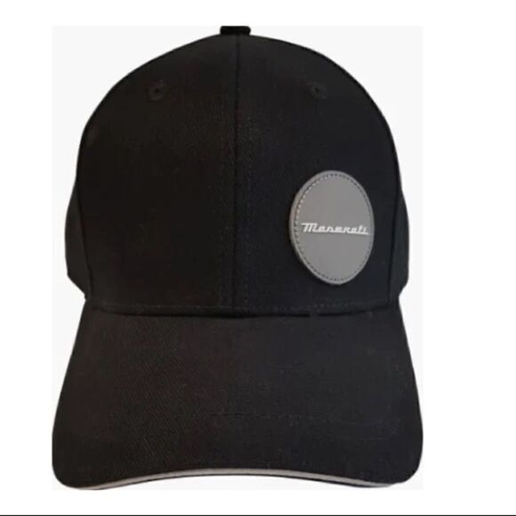 Maserati NWOT Black Cap with Side Gray Maserati Script Patch Fast  Baseball Hat - Picture 1 of 4